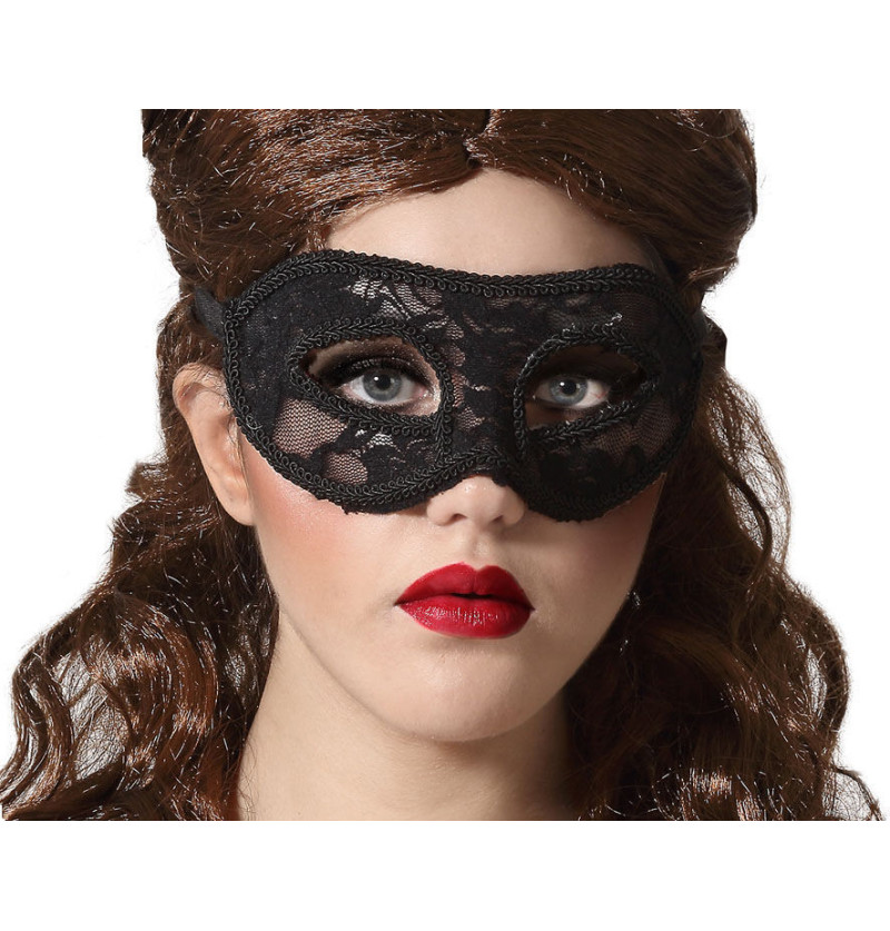 Maschera in pizzo 17x7cm nero