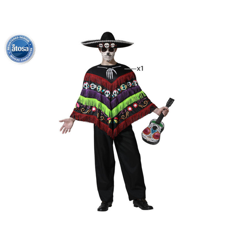 Costume scheletro poncho