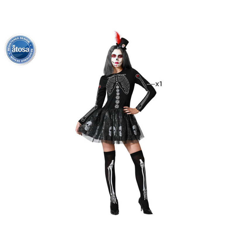 Costume scheletro brillo XS-S